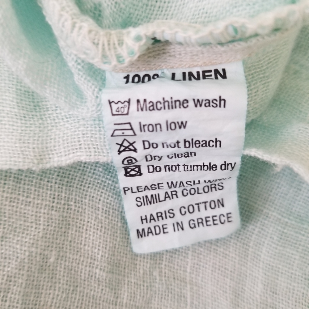 Haris Cotton Made in Greece Oversized 100% Linen Pullover Top Sz L - Picture 7 of 7